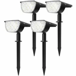 LTS FAFA Spot Solaire Extérieur, Lampes Solaires Etanche IP67 Projecteur Solaire Réglable Avec Panneau Solaire 180° Eclairage Extérieur Solaire Pour Jardin, Cour, Chemin, Allée