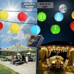 CHANCEY Guirlande Lumineuse Lampe Solaire, 6M 30 LED Lampion Solaire Extérieur Multicolore IP65 Etanche 8 Modes Guirlande Guinguette Lanterne Pour Jardin Patio Cour Mariage Fête Noël Décoration，SEMAket -Luminaire solaire Soldes 2022 59164168 4