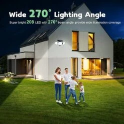 FVBJD Projecteur Solaire Extérieur Avec Détecteur De Mouvement 208 LED Lampes De Sécurité Solaires à L'extérieur 270 ° Grand Angle 3 Modes IP65 Applique Murale étanche Pour Allée De Garage De Jardin -Luminaire solaire Soldes 2022 59191963 3