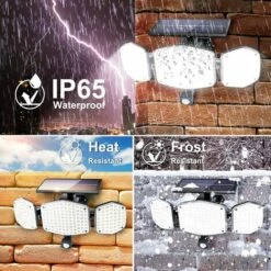FVBJD Projecteur Solaire Extérieur Avec Détecteur De Mouvement 208 LED Lampes De Sécurité Solaires à L'extérieur 270 ° Grand Angle 3 Modes IP65 Applique Murale étanche Pour Allée De Garage De Jardin -Luminaire solaire Soldes 2022 59191963 5