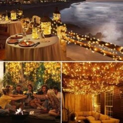 LYCXAMES 2 Pack Guirlande Lumineuse Exterieur Solaire, 10M 100 LED Étanche Guirlande Solaire Exterieur, Auto ON/OFF Décoration Lumière Pour Jardin Terrasse Clôture Cour Maison Noël Mariage Fête, Blanc Chaud -Luminaire solaire Soldes 2022 59303847 5