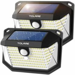 TOLARE Applique 178 Led Solaire Murale Avec De Mouvement Sensor, Angle D'éclairage De 270°, Applique Murale étanche IP65 - Lot De 2