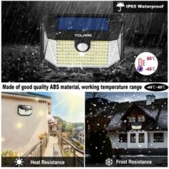 TOLARE Applique 178 Led Solaire Murale Avec De Mouvement Sensor, Angle D'éclairage De 270°, Applique Murale étanche IP65 - Lot De 2 -Luminaire solaire Soldes 2022 59311279 5