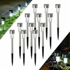 ZOLGINAH Lumiere Solaire Exterieur Jardin, 12pcs Inoxydable LED Lampe Solaire Pour Exteriepure, IP44 Étanches Décoration Pour Chemins Pelouse, Garage, Patio, Cour