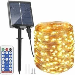 ZOLGINAH Guirlande Lumineuse Solaire Extérieure 30M 300 LEDs A Télécommande Avec 8 Modes D'Éclairage, Chaîne De Lumière Solaire Étanche Pour Jardin,Terrasse,Balcon,Cour,Arbre De Noël,Mariage,Fête Party