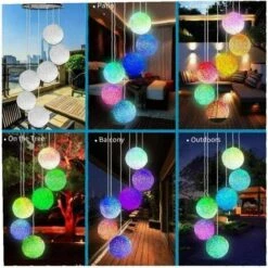 ZOLGINAH LED Carillons éoliens Solaires En Plein Air, Changement De Couleur Carillons éoliens Hibou De Cristal Pour Décoration De Jardin Cadeaux Home Party Noël -Luminaire solaire Soldes 2022 59345941 3