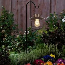 EINEMGELD Lanterne Solaire Extérieure Suspendre Avec Crochet, Vintage LED Lampe Solaire Jardin, Cage En Acier, Étanche IP65, Sans Fil Rechargeable Pour Garden Patio Courtyard Extérieur (Inclus Ampoule) -Luminaire solaire Soldes 2022 59659119 5