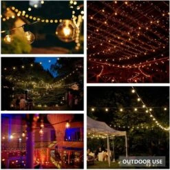 EINEMGELD Guirlande Guinguette Solaire, 5.48M Guirlande Lumineuse Extérieure G40 10 LED Ampoules, Etanche IP45 4 Mode Pour Soirée, Mariage, Jardin, Magasin Blanc Chaud 2700K -Luminaire solaire Soldes 2022 59659170 3