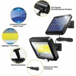 LYCXAMES Lampe Solaire Extérieur, Lumière Solaire, Avec Telecommande, Détecteur De Mouvement étanche, 100 LED Lampe Solaire Extérieur Puissante Étanche IPX65 Pour Garage, Portail, Jardin -Luminaire solaire Soldes 2022 59688628 3