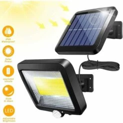 LYCXAMES Lampe Solaire Extérieur, Lumière Solaire, Avec Telecommande, Détecteur De Mouvement étanche, 100 LED Lampe Solaire Extérieur Puissante Étanche IPX65 Pour Garage, Portail, Jardin -Luminaire solaire Soldes 2022 59688628 4