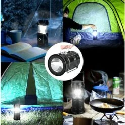 HEGUYEY Lanterne LED Rechargeable Solaire/USB, Lampe Camping Puissante, 2 Modes Lanterne De Jardin Portable, Torche 360° Eclairage Suspendue Avec Etanche Pour Bivouac/Secours/Garage/Cave/Pêche -Luminaire solaire Soldes 2022 59689738 4
