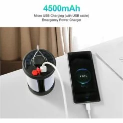 HEGUYEY Lampe Camping Solaire Rechargeable 1000LM Puissante 4500mAh Power Bank 6 Modes Pliable Pour Camping Excursions Secours Pêche Cave -Luminaire solaire Soldes 2022 59689795 2