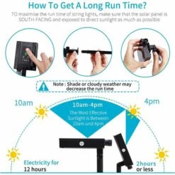 CHANCEY Guirlande Solaire Pour Parasol - 104 LED - Avec Télécommande - 8 Modes - IP67 - Étanche - Pour Fête, Noël, Halloween, Camping（Lumière Blanche Positive）,SEMAket -Luminaire solaire Soldes 2022 59759700 3