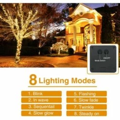ENLENK [Lot De 4] Guirlande Solaire Exterieur, 12m 120 LED Guirlande Lumineuse Solaire Exterieure Étanche 8 Modes Décoration Lumière Pour Jardin Terrasse Cour Maison Noël Mariage Fête Blanc Chaud -Luminaire solaire Soldes 2022 59798549 3