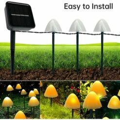 IRISFR Lampes Solaires De Jardin D'extérieur, 6,5 Mètres 30 LED Guirlandes Lumineuses Solaires En Forme De Champignon 8 Modes D'éclairage De Paysage étanche Lampe Solaire En Forme De Champignon Pour Décoration Extérieure, Décorations De Jardin, Décoration D'arbr -Luminaire solaire Soldes 2022 59803843 3