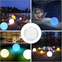 GRID COOL Lumière De Spa à LED, 2PC 40 Cm Éclairage Pour Piscine Flottant LED Étanche IP67 Lampe Flottante Sphère Lumière Piscine Flottante Avec Télécommande Pour Extérieure Fête Jardin Terrasse Pelouse -Luminaire solaire Soldes 2022 59927686 5