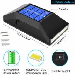 GALOZZOIT Applique Solaire Décoration Extérieure Jardin Applique Murale Jardin étanche Haut Et Bas Applique Murale Décoration Extérieure Lumineuse 4 Pièces Lumière Chaude -Luminaire solaire Soldes 2022 60000760 5