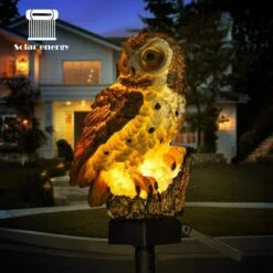 MINKUROW Lampe Solaire à LED Pour Jardin - Flamant Rose - Hibou - Étanche - Éclairage Extérieur - Veilleuse Décorative Pour La Maison Ou Le Jardin (Marron)
