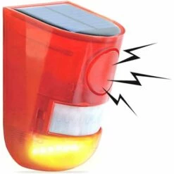 MINKUROW Extérieure Solaire Lumière D'avertissement Alarme 110dB Sirène Sonore Rouge LED Feux Clignotants Détecteur De Mouvement Imperméable À L'eau Ferme Extérieure Ferme Usine Entrepôt Verger