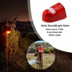MINKUROW Extérieure Solaire Lumière D'avertissement Alarme 110dB Sirène Sonore Rouge LED Feux Clignotants Détecteur De Mouvement Imperméable À L'eau Ferme Extérieure Ferme Usine Entrepôt Verger -Luminaire solaire Soldes 2022 60014230 4