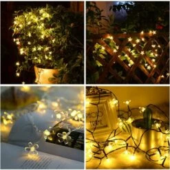 MINKUROW Guirlande Lumineuse Solaire Extérieur, 50 LEDs 7 Mètres Guirlande Lumineuse Solaire D’extérieur Pour Extérieur, Maison, Pelouse, Mariage, Terrasse, Fête Et Décoration De Vacances (Blanc Chaud) -Luminaire solaire Soldes 2022 60014269 5