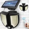 MINKUROW Lampes Solaires Extérieures Avec Télécommande Du Panneau Solaire, 90 LED Applique Murale Étanche à Capteur D'Induction Réglable Ronde 3D, Lumières De Sécurité Faciles à Installer Pour Cour -Luminaire solaire Soldes 2022 60014313 1