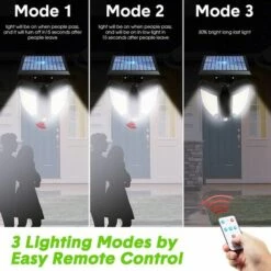 MINKUROW Lampes Solaires Extérieures Avec Télécommande Du Panneau Solaire, 90 LED Applique Murale Étanche à Capteur D'Induction Réglable Ronde 3D, Lumières De Sécurité Faciles à Installer Pour Cour -Luminaire solaire Soldes 2022 60014313 3