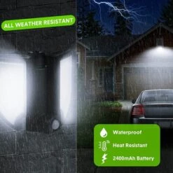 MINKUROW Lampes Solaires Extérieures Avec Télécommande Du Panneau Solaire, 90 LED Applique Murale Étanche à Capteur D'Induction Réglable Ronde 3D, Lumières De Sécurité Faciles à Installer Pour Cour -Luminaire solaire Soldes 2022 60014313 5