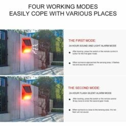 MINKUROW Lampe D'alarme Solaire, Alarme Sonore Lumière Stroboscopique Capteur De Mouvement Alarme De Sécurité Avertissement Clignotant, IP65 étanche, Quatre Modes, Distance De Détection 5-8M (2 PCS) -Luminaire solaire Soldes 2022 60014346 5