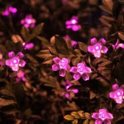MINKUROW Guirlandes Ampoules Solaires Fleur,Étanche 7M 50LED Pêche Sakura Fleur Solaire Guirlande Lumineuse Pour Jardin Maisons Mariage Fête Noël Décorations (Rose) -Luminaire solaire Soldes 2022 60014383 2