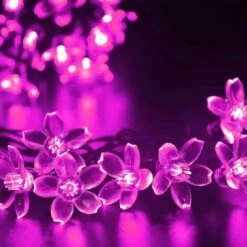 MINKUROW Guirlandes Ampoules Solaires Fleur,Étanche 7M 50LED Pêche Sakura Fleur Solaire Guirlande Lumineuse Pour Jardin Maisons Mariage Fête Noël Décorations (Rose) -Luminaire solaire Soldes 2022 60014383 3