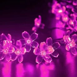 MINKUROW Guirlandes Ampoules Solaires Fleur,Étanche 7M 50LED Pêche Sakura Fleur Solaire Guirlande Lumineuse Pour Jardin Maisons Mariage Fête Noël Décorations (Rose) -Luminaire solaire Soldes 2022 60014383 4