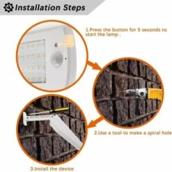 MINKUROW 48 LED 4500mAh Lumière Solaire 900lm IP65 Lampe De Extérieure étanche Noir Avec Support Réglable, 120° Lumières De Détecteur De Mouvement [Classe énergétique A+++] -Luminaire solaire Soldes 2022 60014469 3