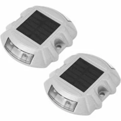 MINKUROW Solar Dock Light, Lampes Solaires Pour Goujons De Route Avec 6 DEL, Lampes étanches Extérieures Pour Allée De Terrasse Sur Jardin (2 Pièces)