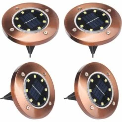 MINKUROW Lampes Solaires Au Sol, 8 Lampes Solaires Extérieures à LED, Allées De Jardin, éclairage Extérieur, éclairage Au Sol, étanche, éclairage Solaire De Paysage Avec Poteau Au Sol, Pour Pelouse (blanc Chaud, 4 Pièces) [classe énergétique A +]