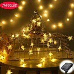 MINKUROW Chaîne Lumineuse Solaire à L'extérieur, Lumière étoile 7M 50 LED, Blanc Chaud étanche 8 Modes, Décoration étanche De La Chaîne Lumineuse Extérieure Pour Jardin, Arbres, Terrasse, Noël, Mariages, Fêtes