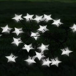 MINKUROW Guirlande Lumineuse Solaire à L'extérieur Avec Capteur De Lumière 7 M 50 LED Guirlande Lumineuse étanche étoiles Boules De Cristal Décoration De Lumières De Noël Pour Les Fêtes D'arbres De Jardin à L'intérieur Et à L'extérieur (blanc) -Luminaire solaire Soldes 2022 60014593 3