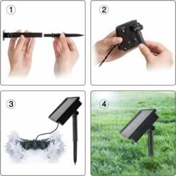 MINKUROW Guirlande Lumineuse Solaire à L'extérieur Avec Capteur De Lumière 7 M 50 LED Guirlande Lumineuse étanche étoiles Boules De Cristal Décoration De Lumières De Noël Pour Les Fêtes D'arbres De Jardin à L'intérieur Et à L'extérieur (blanc) -Luminaire solaire Soldes 2022 60014593 4