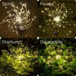 MINKUROW Lumière Solaire De Jardin, Lumière Solaire De Feu D'artifice De 105 LED, Lumière De Paysage Extérieur De Bricolage Résistant Aux Intempéries Décoratif Pour Le Chemin De Patio De Champ De Pelouse De Jardin (blanc Chaud, 1 Paquet) -Luminaire solaire Soldes 2022 60014960 5