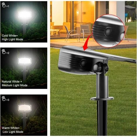 MINKUROW Spot Solaire Extérieur, 34 LEDs Lampe Solaire Extérieure Jardin Etanche, Projecteur Solaire 2-en-1 Installation 3 Modes Pour Chemin Patio Allée , 2 PACK 3 MINKUROW Spot Solaire Extérieur, 34 LEDs Lampe Solaire Extérieure Jardin Etanche, Projecteur Solaire 2-en-1 Installation 3 Modes Pour Chemin Patio Allée , 2 PACK – Image 2
