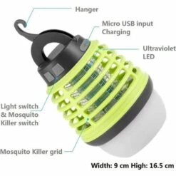 Luminaire Lampe Anti-Moustique Lumière De Camping 2 En 1 Tueur Moustique IP67 Étanche USB Rechargeable Portable Lumière Avec 2200mAh Batterie Et Crochet Escamotable Pour Extérieur Intérieur LangRay -Luminaire solaire Soldes 2022 60213914 3
