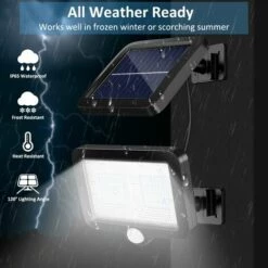 PESCE Lampe Solaire Exterieur Detecteur De Mouvement, 98 Leds Spot Solaire Exterieur, Étanche IP65 Angle D'éclairage De 120°, Lumière Solaire Avec Câble De 5M Pour Cabanon, Garage, Jardin, Balcon [1Pcs] -Luminaire solaire Soldes 2022 60376561 3