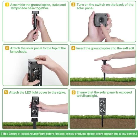 PESCE Lampe Solaire Exterieur Jardin, 6 Pièces Décoration Jardin Lanterne Solaire Avec Lumière Blanche Chaude, IP65 Étanche Lumière Solaire Extérieure Auto On/Off Pour Cour Outdoor Cour Pelouse 7 PESCE Lampe Solaire Exterieur Jardin, 6 Pièces Décoration Jardin Lanterne Solaire Avec Lumière Blanche Chaude, IP65 Étanche Lumière Solaire Extérieure Auto On/Off Pour Cour Outdoor Cour Pelouse – Image 5