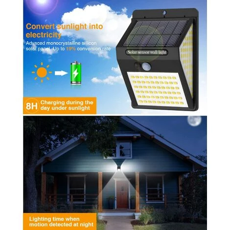PESCE Lampe Solaire Extérieur 6 Pack 140 LED Lumiere Solaire Exterieur Detecteur De Mouvement Led éclairage Solaire Extérieur étanche Sans Fil Spot Solaire Lumière Puissant Sécurité Pour Jardin 6 PESCE Lampe Solaire Extérieur 6 Pack 140 LED Lumiere Solaire Exterieur Detecteur De Mouvement Led éclairage Solaire Extérieur étanche Sans Fil Spot Solaire Lumière Puissant Sécurité Pour Jardin – Image 4