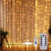 ZOLGINAH LED Rideau Lumières Avec Fonction Musique, 3 * 3M 300 LED Lumières De Chaîne De Fenêtre De Rideau D'usb, Guirlande Lumineuse De Fée, Décor De Lampe De Mariage De Noël De Guirlande De Glaçons -Luminaire solaire Soldes 2022 60652618 1