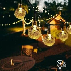 Cisea Guirlande Lumineuse Solaire 7M 50 LED Guirlande Lumineuse Extérieure Étanche Festival Lanterne Décorative Jardin Lumières