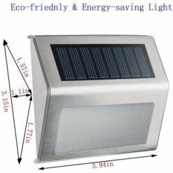 DONTODENT 1 Pack De 3 LED Lampes Solaires Extérieures Étanches Lampes Solaires En Acier Inoxydable Lampes De Sécurité à Énergie Solaire Appliques Murales Sans Fil Pour Jardin Cour Escaliers Parking Cour, Blanc Chaud -Luminaire solaire Soldes 2022 60939323 4