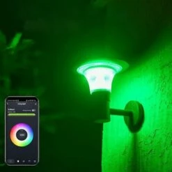 Lanterne Solaire Connectée Murale UFO RGBW IP65 - Noir - SILAMP - Noir