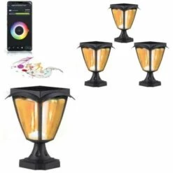 Lanterne Solaire Connectée à Poser RGBW IP54 (Lot De 4) - Noir - SILAMP - Noir -Luminaire solaire Soldes 2022 60978352 3
