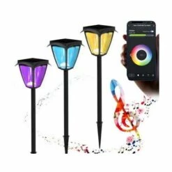 SILAMP Spot Solaire Connecté à Piquer Lanterne RGBW IP54 60cm (Lot De 4) - Lumière Blanche (6500-7000K) + Lumière Chaude (2800-3100K) + RGB -Luminaire solaire Soldes 2022 60978451 3